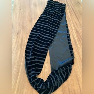Eileen Fisher Black Velvet and Silk Striped Infinity Scarf